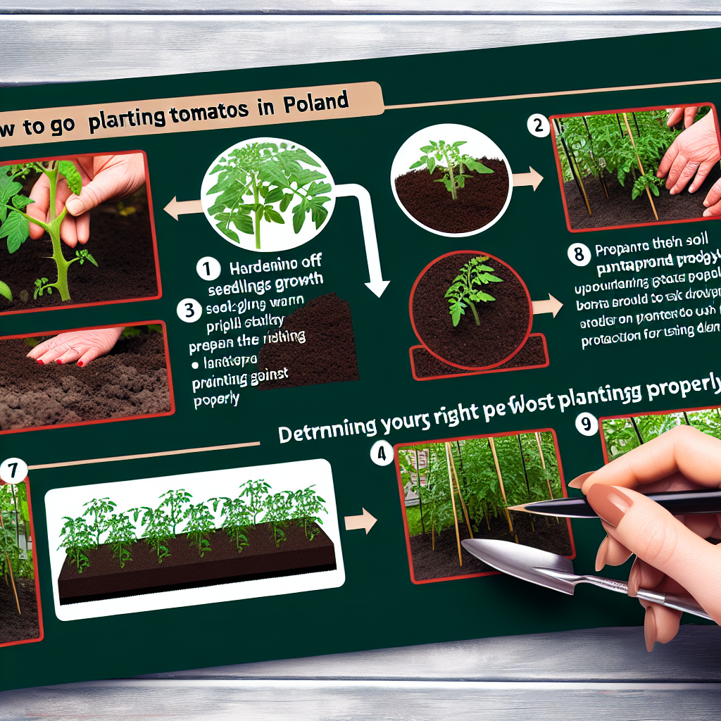 Sadzenie pomidora do gruntu - dłonie ogrodnika umieszczające sadzonkę w ziemi