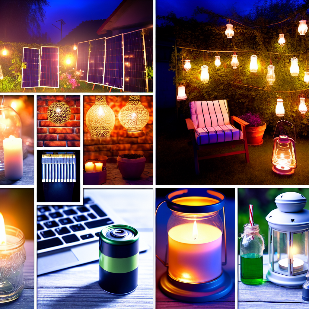 Przenośne lampy LED i girlandy świetlne na tarasie podczas kolacji