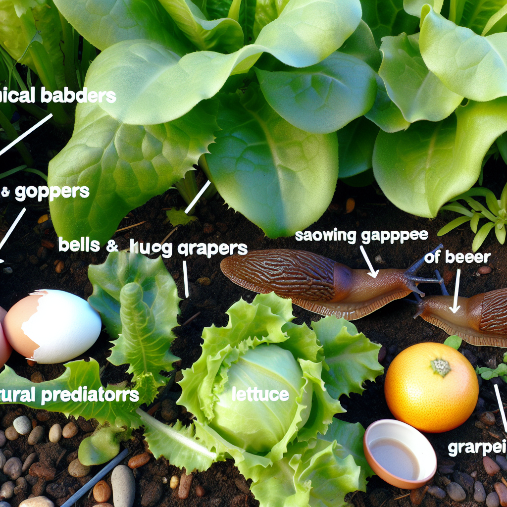 Ślimak nagi zjadający liść sałaty w ogrodzie warzywnym