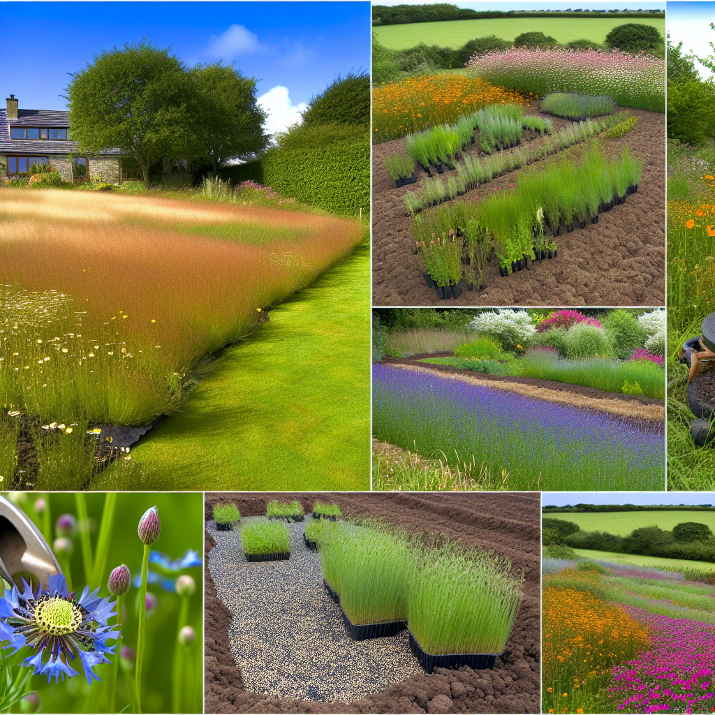 Porównanie tradycyjnego trawnika z kolorową łąką kwietną pełną owadów zapylających