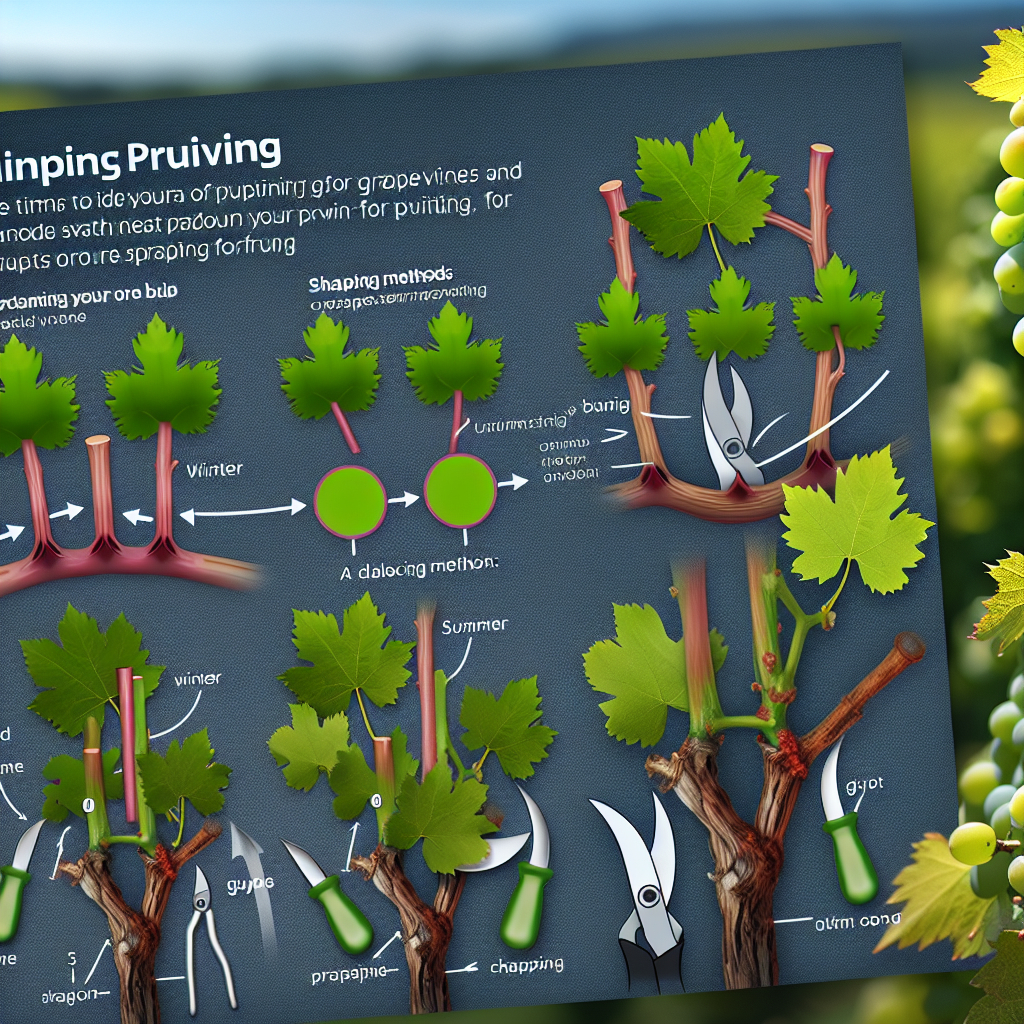 Schemat budowy krzewu winorośli: łoza, latorośl, pąki i drewno stare