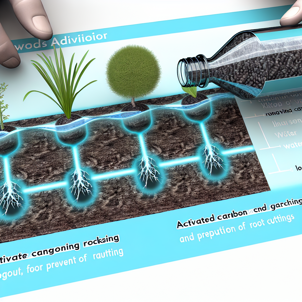 Zanurzanie końcówki łodygi sadzonki w sproszkowanym węglu aktywnym