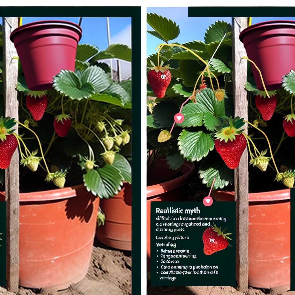 Truskawki pnące prowadzone na kratce na słonecznym balkonie