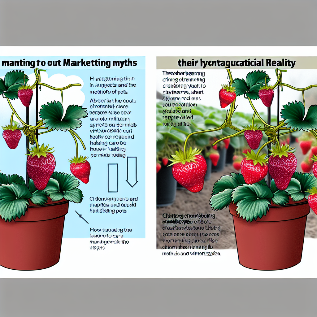 Zbliżenie na rozłogi truskawki wiszącej z kwiatami i owocami